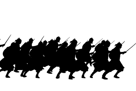 warriors silhouette  illustrationの写真素材