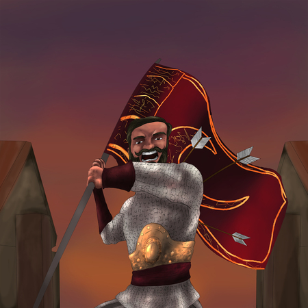 Soldier with flagの写真素材