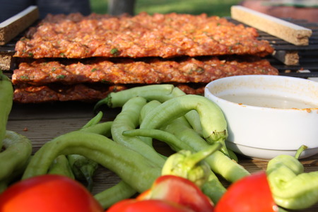 It looks delicious barbecued kebabsの写真素材