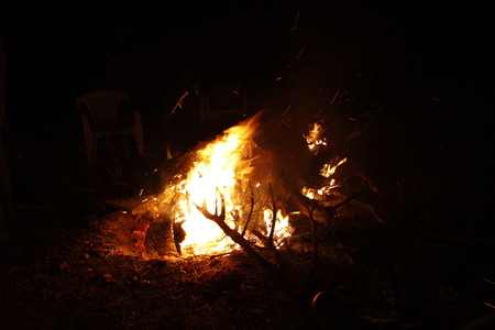 blazing fire burning embersの写真素材