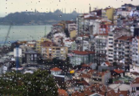 Rainy window from Istanbulの写真素材
