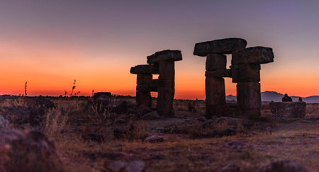 The ancient city of Blaundus; It was built on a peninsula surrounded by deep valleys in the Hellenistic Age.の写真素材