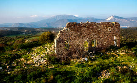 A cloudy view of the ancient city of Erythrai, near Cesmeの写真素材