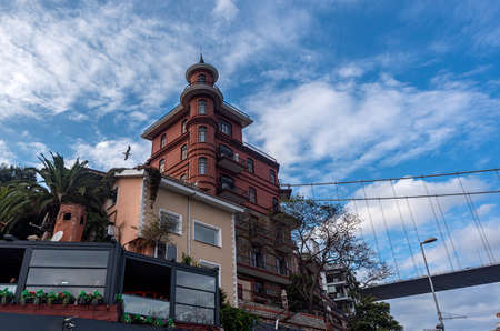 10/19/2020, Besiktas, Istanbul, Turkey, red house like chateau in OrtakÃ¶yの写真素材