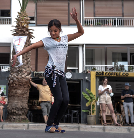 09.22.2021,Karsiyaka,Izmir,Turkey,gypsy girls dancing on the street as part of the European mobility...