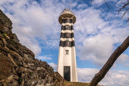 Sarpincik lighthouse located at the westernmost tip of Turkeyの写真素材