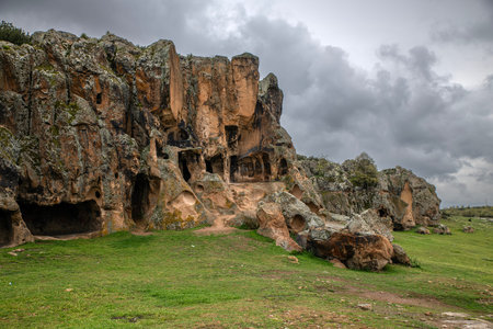 Phrygian Valley is a huge civilization and an exquisite geography, located between EskiÅehir - KÃ¼tahya - Afyon, where Phrygians carved houses, castles and monuments into the rocks 3000 years ago.のeditorial素材
