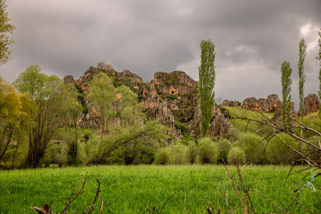 Phrygian Valley is a huge civilization and an exquisite geography, located between EskiÅehir - KÃ¼tahya - Afyon, where Phrygians carved houses, castles and monuments into the rocks 3000 years ago.のeditorial素材