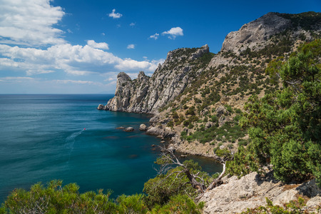Rocky coast of the Black Sea, blue bayの写真素材