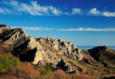 Ridge of the Crimean mountains in autumnの写真素材