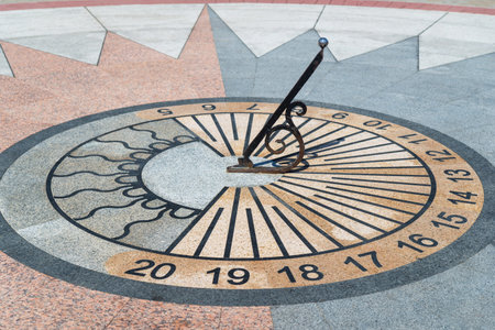 Sundial lined with marble mosaic