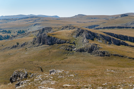 Desert mountain landscape, a plateau with small hillsの写真素材