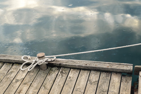 Rope tied with a sea knot on the dock