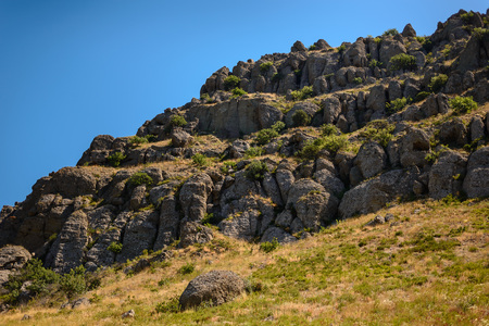 Rocky mountain range Meganom, Crimeaの写真素材