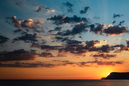 Seascape on the coast at sunset in the summer in the Crimeaの写真素材