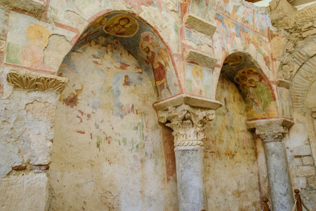 Frescos in the Saint Nicholas (Santa Clause) church in Demre, Turkey. It's an ancient Byzantine...