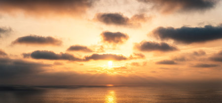 Golden sunset over the sea, cloudscape
