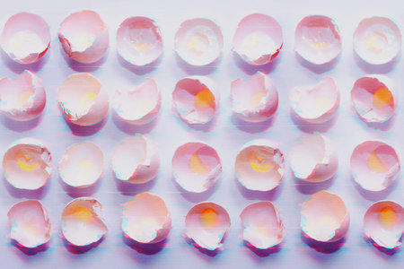 Eggshell on a white background in glitch effect, art concept design