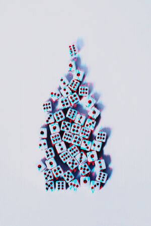 Spruce from dice on a white background in glitch effect.の写真素材