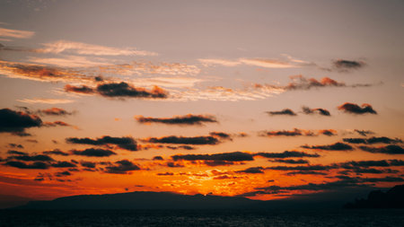 Beautiful colorful sunset on the sea coast
