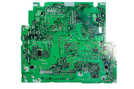 Heap of old soviet microcircuits on a white background, the concept of techno-junk, garbage, pollution, background from electrical componentsの写真素材