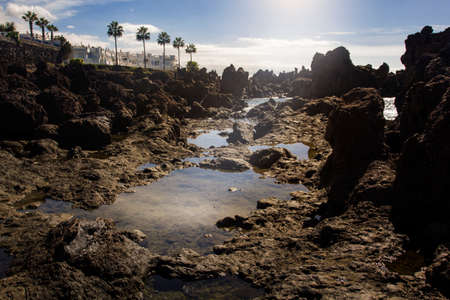 Charco El Diablo, Volcanic rocks formed from lava, Tenerife, Canary Islands, Spain.の写真素材