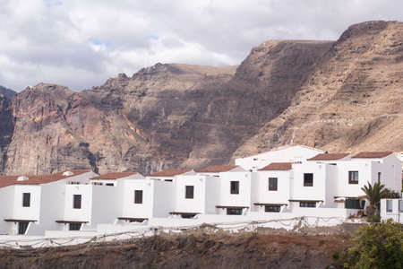 Los Gigantes, The view of famous cliffs and spanish architecture, Tenerife, Canary Islands, Spain.の写真素材