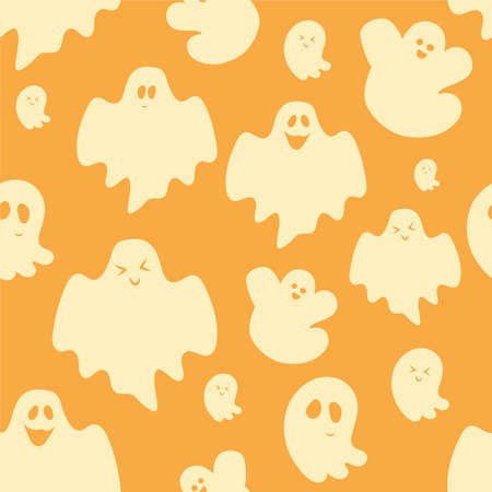 Seamless happy ghost patterns. Vector illustrationのイラスト素材