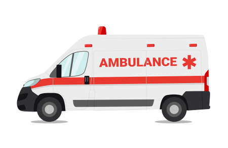 Emergency car isolated on the white background, Vector illustrationのイラスト素材