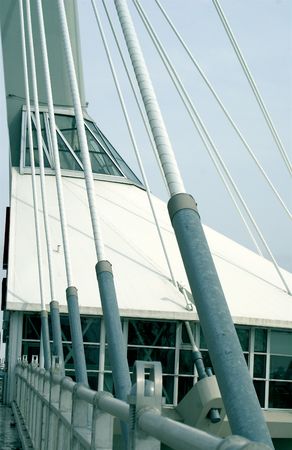 Center of Pedestrian Bridge at Provencher Bridge in St Bonifaceのeditorial素材