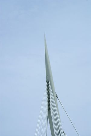 Pinnacle of the Suspension Pedestrian Bridge at St. Boniface, Winnipeg, Manitobaのeditorial素材