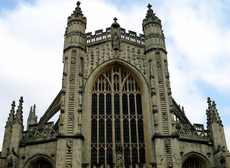 The arch of the Bath Cathedral,Englandの写真素材