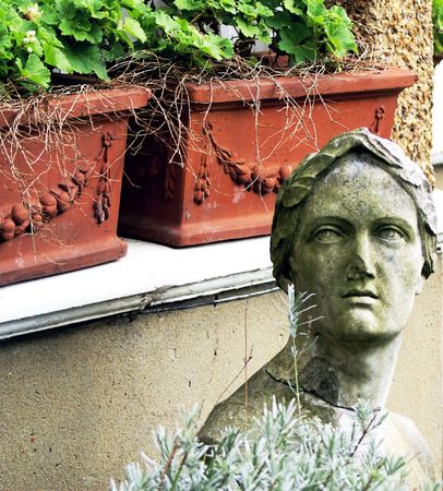 Greek Garden Vignette in a London Gardenの写真素材