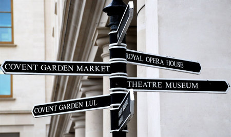 Sign post in the West End of Londonの写真素材