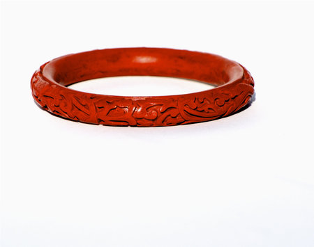 Chinese red hand carved cinnebar wood bangle