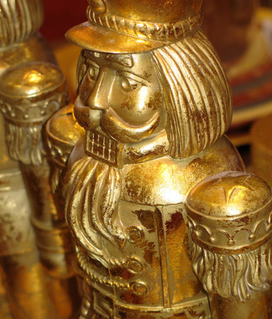 Golden toy soldier decorationの写真素材