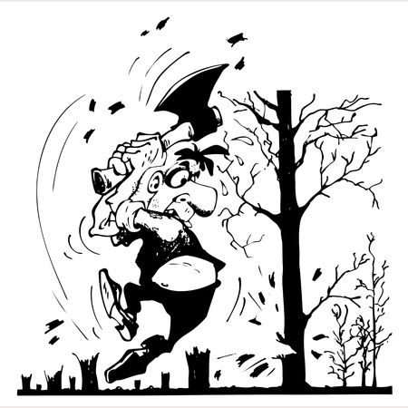 The man clears his garden in springのイラスト素材