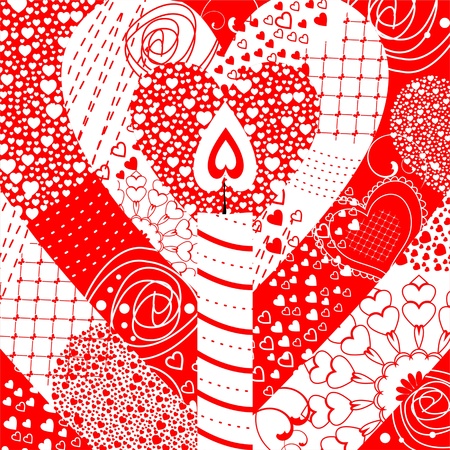 A postcard with a candle on the backround heartsのイラスト素材
