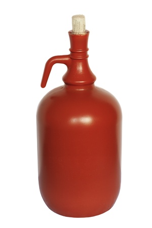 Brown jug of wine on a white backgroundの写真素材