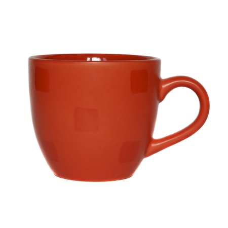 Red empty cup on a white backgroundの写真素材