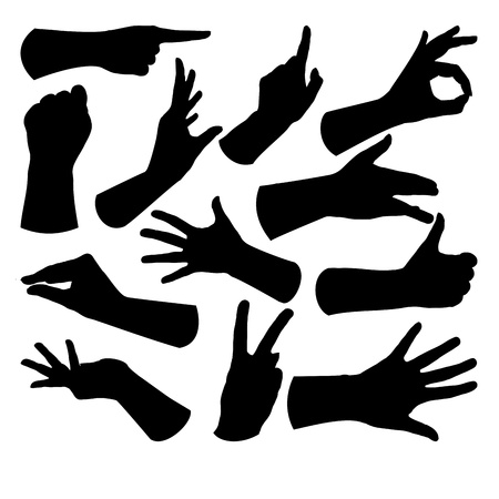 A set of different gestures, isolated on whiteのイラスト素材