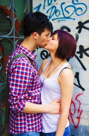 Portrait of happy guys and girlsの写真素材