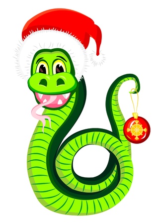 Snake in the hat of Santa Clausのイラスト素材