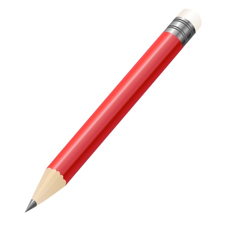 Red pencil on white backgroundのイラスト素材