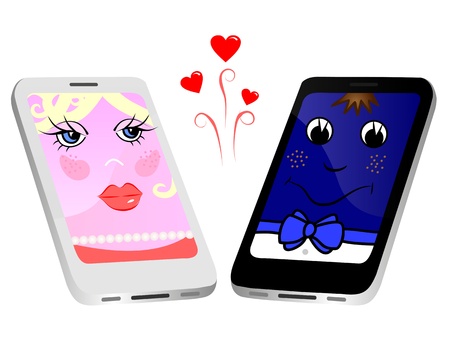 Sympathy between the two phonesのイラスト素材