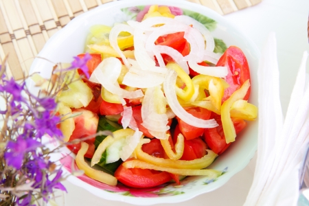 Vegetable salad on plateの写真素材