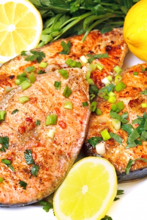 Fried fish in the plateの写真素材