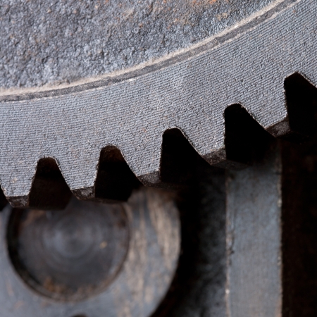 Close up view of gears from old mechanismの写真素材