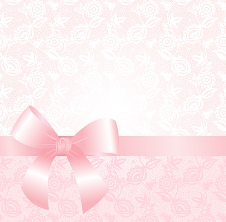 Delicate pink lace background with ribbonのイラスト素材