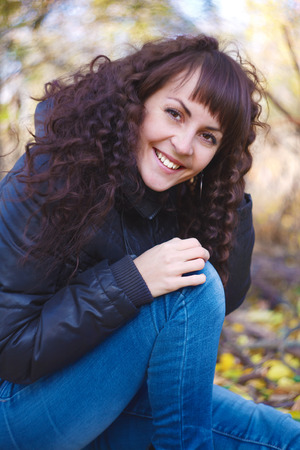 Portrait of a beautiful brunette young womanの写真素材